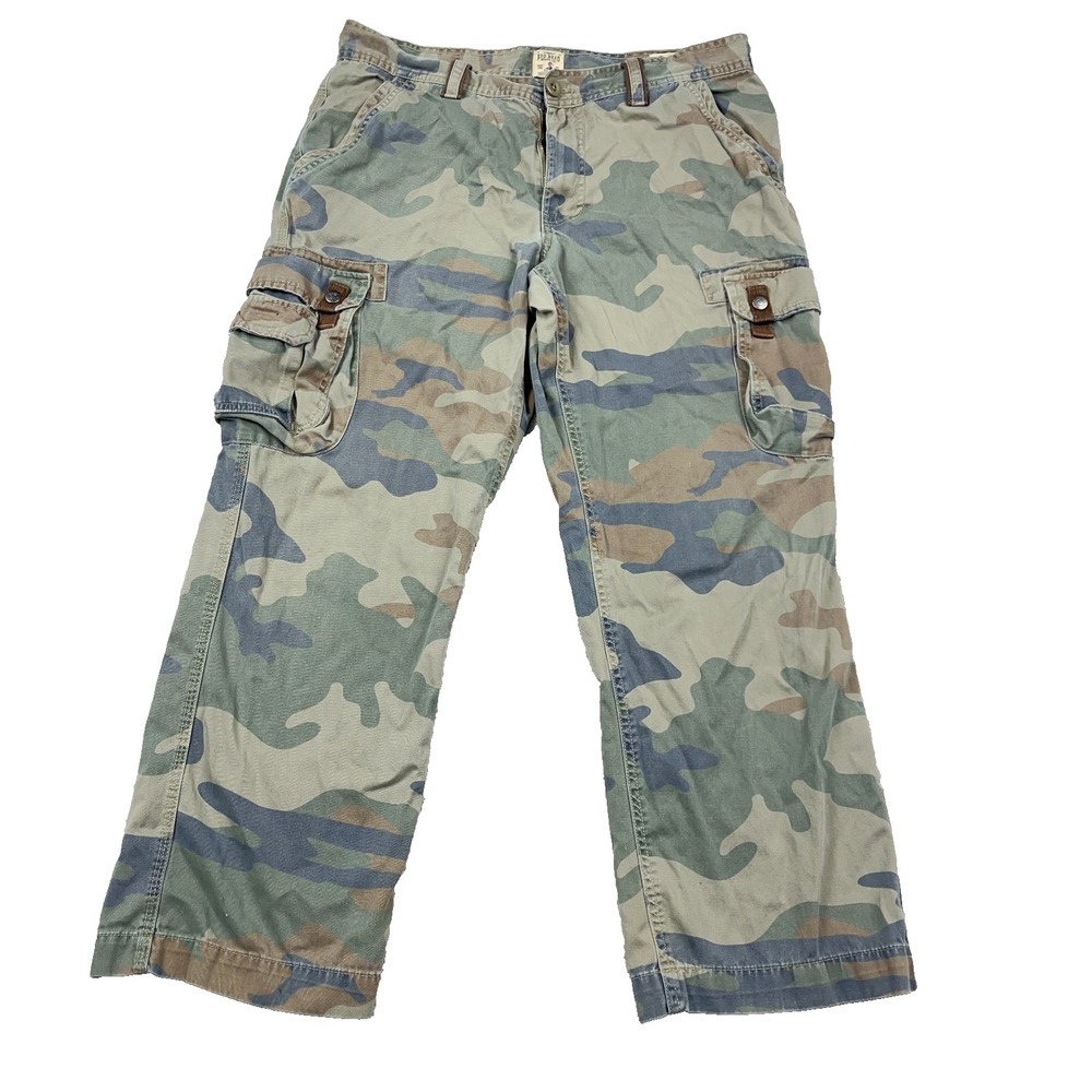 Redhead Camo Cargo Pants Men 35x30 Green Army Military Twill Baggy Relaxed Fit *